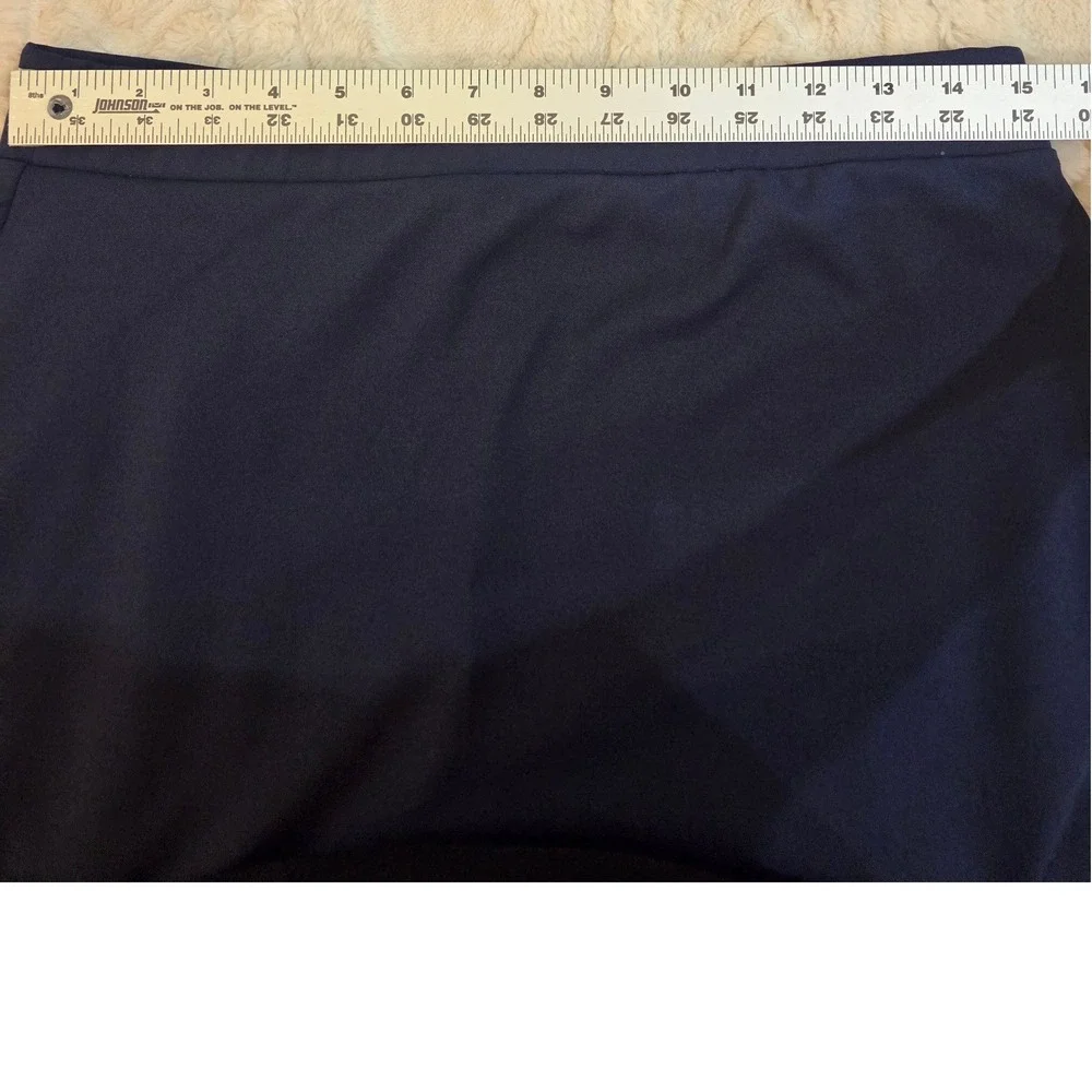 Olivia Blu Navy Blue Elastic Waist Maxi Skirt Size Large Straight Long Skirt